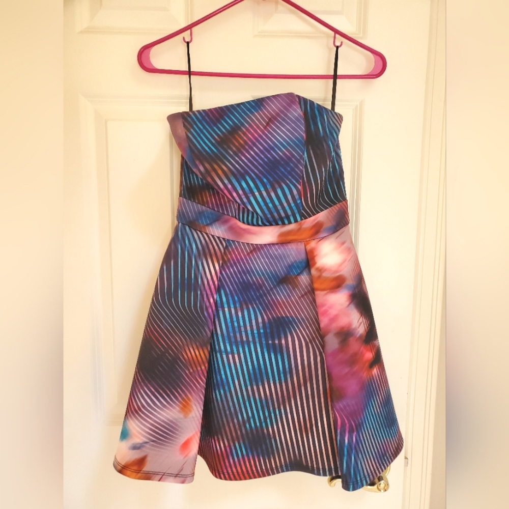 Multi-color Strapless Bebe Dress